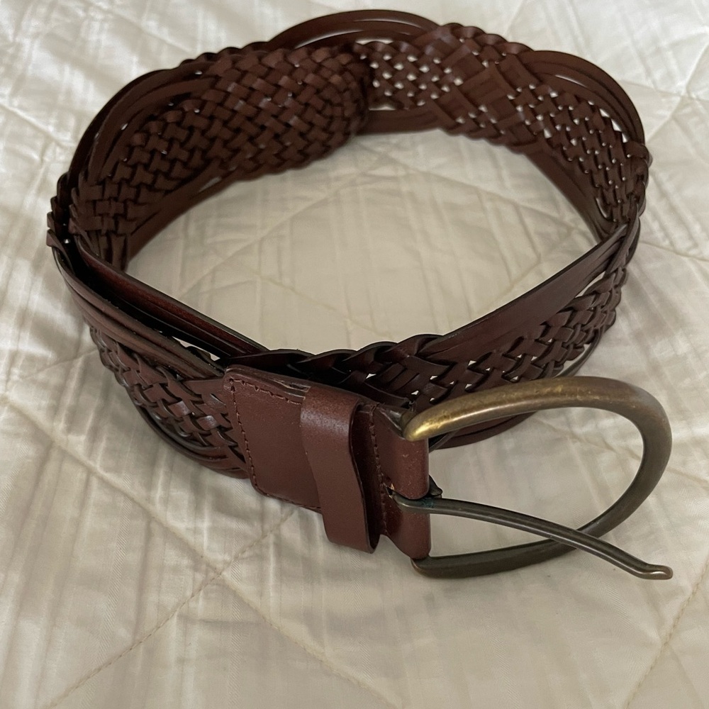 Target Brown Woven Leather Belt with Metal Buckle